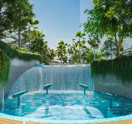 Sunken Aqua Zone & Water Wall